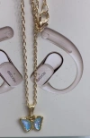 Gemstone butterfly necklace, pure silver jewelry, imitation stone pendant, simple and fashionable ladies' jewelry, elegant and refined gift selection details Picture